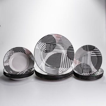 Столовий сервіз на 6 персон 18 предметів набір порцелянових тарілок HP-HK-A3 HP-HK-A3 фото