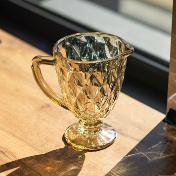 Глек для напитков Citrine стеклянный 1 л HP-19-279 кувшин для лимонада лимонадник декоративный с ручкой HP-19-279 фото