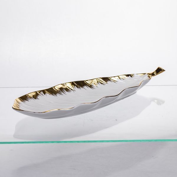 Фарфоровое блюдо для сервировки стола 37&times;13&times;2.5 (см) блюдо для подачи закусок Белый с золотом CJY-145 CJY-145 фото